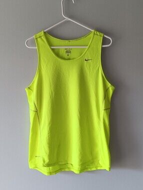 Nike Dri-Fit Athletic Sleeveless Tank Top Neon Green Yellow Large